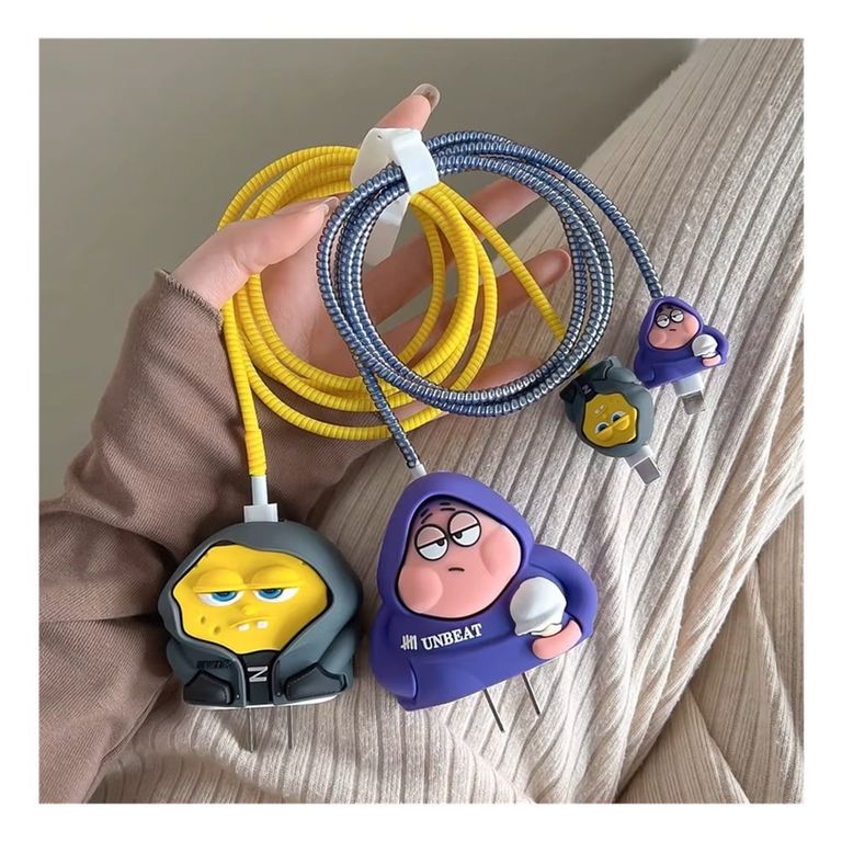 Funda De Silicona Protector Para Cargador Iphone 20w Estrella Rosa