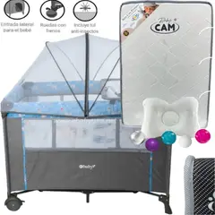 EBABY - Cuna para bebe Colecho Nala AZUL+ Colchón PLOMO