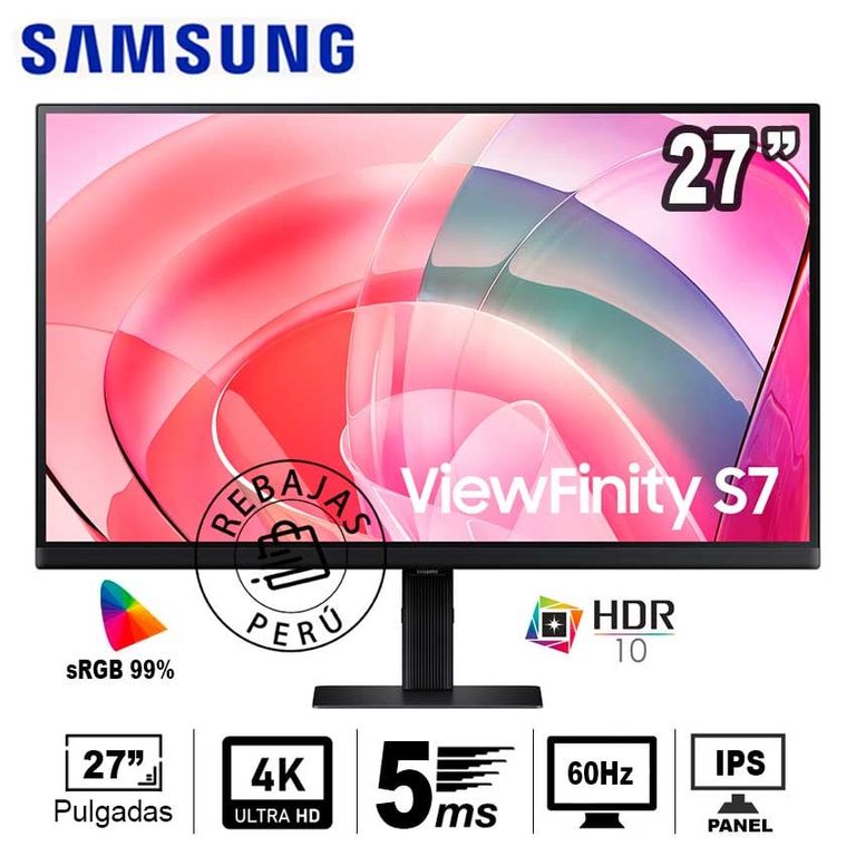 Monitor 27 4K UHD IPS HDR10 60Hz 99% sRGB sin parpadeos