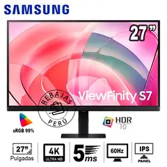 SAMSUNG - Monitor 27 4K UHD IPS HDR10 60Hz 99% sRGB sin parpadeos