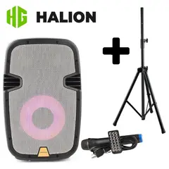HALION - Parlante Portátil PHA10MB 1000W USB BT + Soporte
