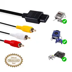 NINTENDO - CABLE audio y video AV para SNES N64 y NGC Original Reacondicionado