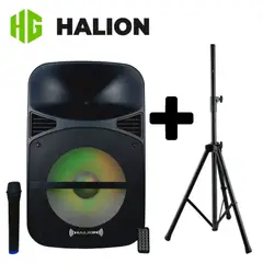 HALION - Parlante Portátil PHA15MDB 1000W micrófono UHF + Soporte