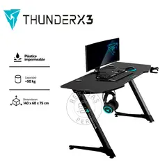THUNDER X3 - Escritorio Gamer ThunderX3 ED5 140cm RGB Superficie de Fibra Carbono