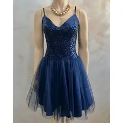 GENERICO - Vestido Tul Ilusión Catherine Color Azul Estacion 108