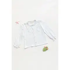 KIDS MASHMELO - Blusa para Niña en Lino Licrado con Tableros en Canesú - Kids Mahmelo