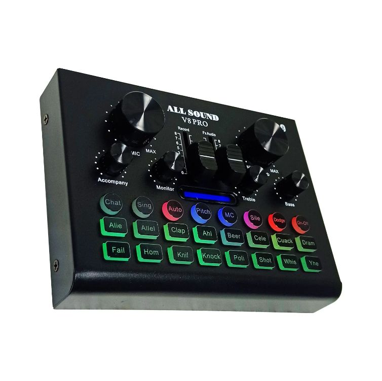 Interfaz de Audio para Transmisión en Vivo con 16 Efectos V8PRO