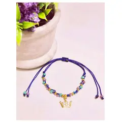 FERNANDA ROMERO JOYAS Y ACCESORIOS - Pulsera Corona para una Reina Tejida a Mano - Cristales y Acero