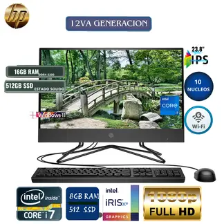 HP - All In One 240 G9 Core i7 12Va Gen, 23.8" Led, Ram 8Gb, Ssd 512Gb