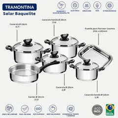TRAMONTINA - Juego de ollas 10 Piezas solar Baquelite 65720/000