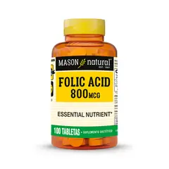 MASON NATURAL - Ácido Fólico 800 MCG - 100 Tabletas