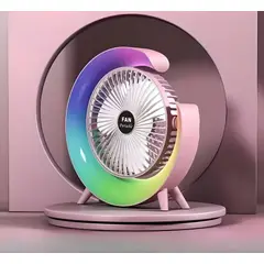 GENERICO - VENTILADOR LÁMPARA RGB LUCES MULTICOLORES EN FORMA DE G ROSADO