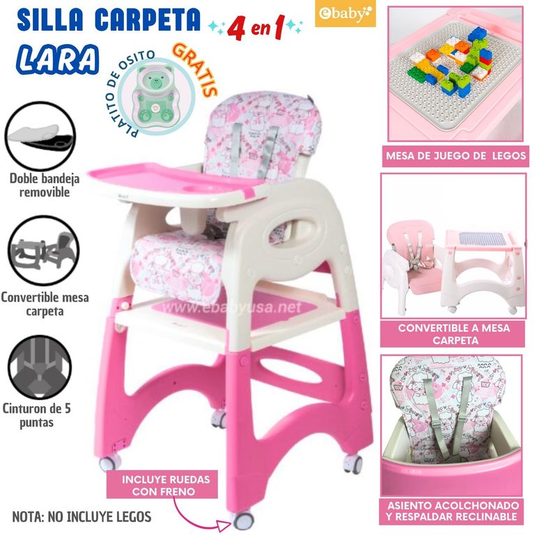 SILLA DE COMER PARA BEBE LARA ROSADOcordero