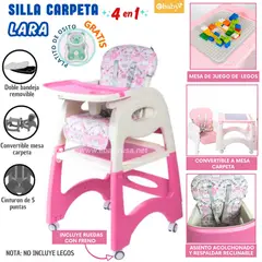 EBABY - SILLA DE COMER PARA BEBE LARA ROSADOcordero