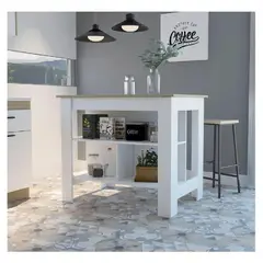 TU MESITA - Mesa Auxiliar de Cocina Marlon color BlancoDuna en Melamina 18mm