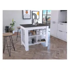 TU MESITA - Mesa Auxiliar de Cocina Marlon color BlancoNegro en Melamina 18mm