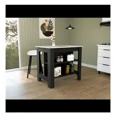 TU MESITA - Mesa Auxiliar de Cocina Marlon color NegroBlanco en Melamina 18mm