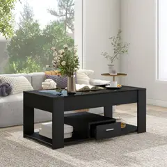 TU MESITA - Mesa de centro Moderna Cosme color Negro 1 cajón