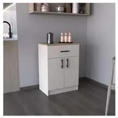 TU MESITA - Mueble Auxiliar de Cocina Ribetto II Melamina 18mm color BlancoDuna