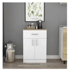 TU MESITA - Mueble Auxiliar de Cocina Ribetto Melamina 18mm color BlancoDuna