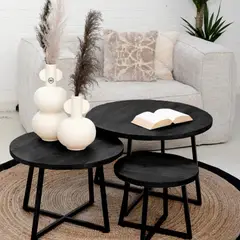 TU MESITA - Set x3 Mesa de Centro Circulares Amadeus color Negro