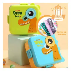 RYBIU IMPORT - Pack3 Lonchera para Niños 1600ml Verde Y+Papel de Regalo
