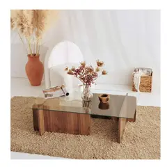 TU MESITA - Mesa de Centro Clásica Topacio color Marrón con Vidrio