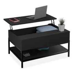 TU MESITA - Mesa de Centro Extensible Milanis color Negro 1 puerta