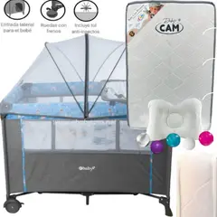 EBABY - Cuna para bebe Colecho Nala AZUL+ Colchón BLANCO