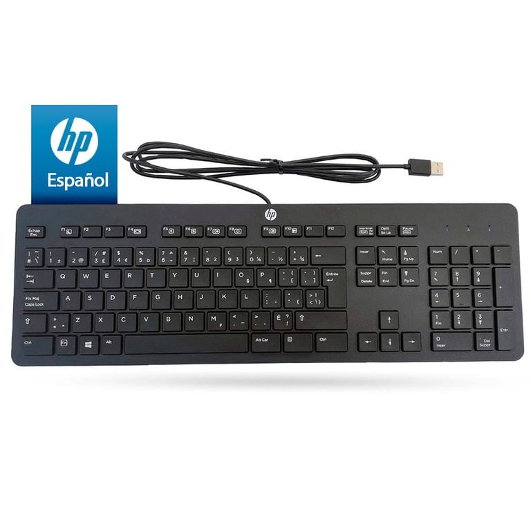 Telclado USB cableado slim elegante Negro Español latam