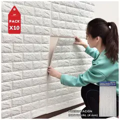 INSPIRA - Pack x10 Papel Tapiz Mural Decorativo Blanco 4mm