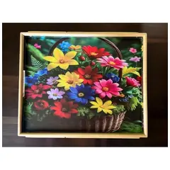 GENERICO - Mesa Bandeja Cuadro Portatil De Madera Flores