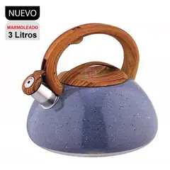 FINEZZA - Tetera de Acero Inox Marmoleado de 3Lt FF-T0064 Gris