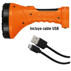 Truper - Linterna de mano recargable LED 150 lúmenes,