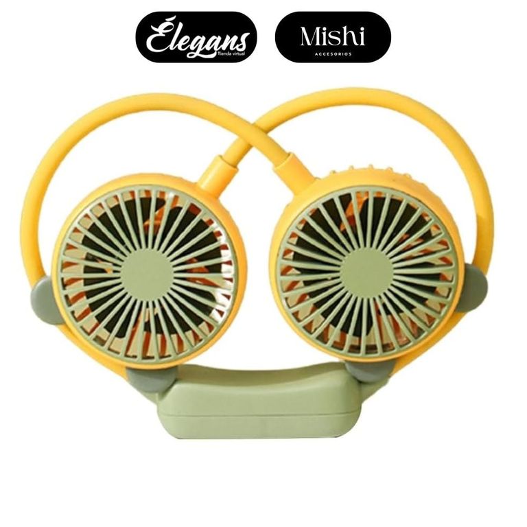 Ventilador de cuello portátil color amarillo Baihuo MY-7460 Élegans