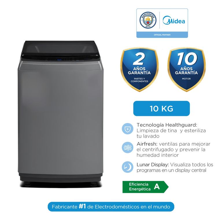 Lavadora Automática MA200W100G-PE Carga Superior 10KG Gris