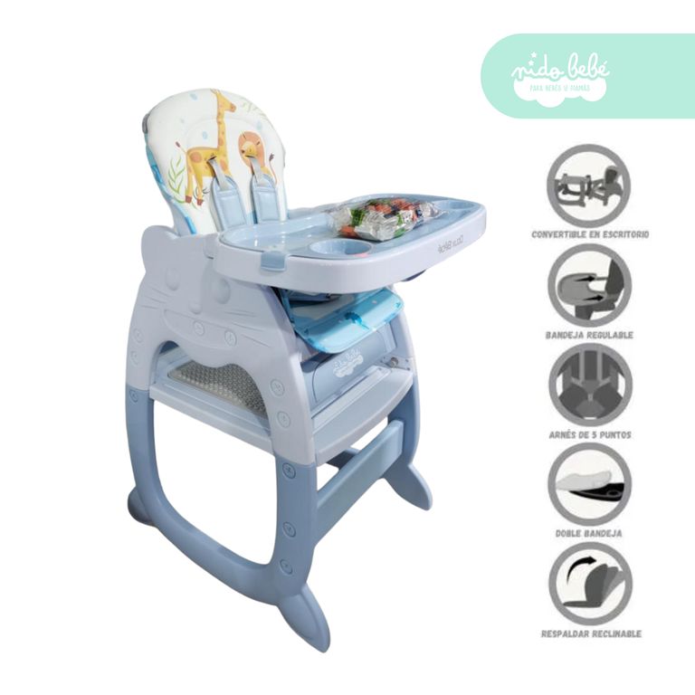 Silla De Comer convertible en Carpeta Duox baby azul
