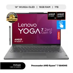 LENOVO - Yoga 7 2 en 1 14AHP9 14" touch OLED AMD Ryzen 7 8840HS 16GB 1TB SSD Windows 11 Español Lapiz