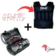 NO LOGO - Set De Mancuernas Cromadas De 20 KG + Un Chaleco De 20 KG Gratis