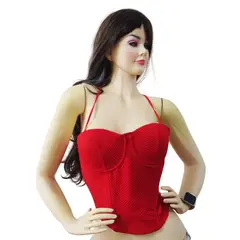 GENERICO - BUSTIER Roja de Tirantes con Diseño de Corset