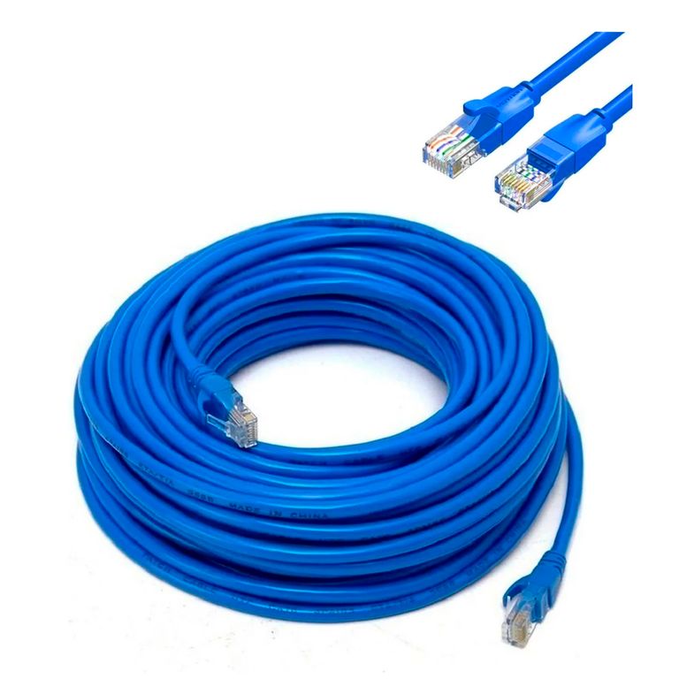 Cable De Red Ethernet Cat 6A Alta Velocidad 20 Metros Azul