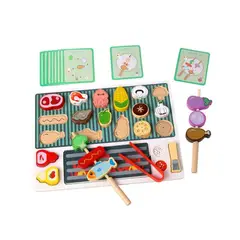 GENERICO - Set Didáctico Parrilla Barbacoa de Madera para Niños