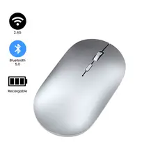 KREED - Mouse Inalámbrico Recargable Bluetooth Doble modo K502 - Plata