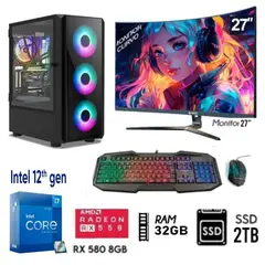 INTEL - Computadora PC Core I7-12Th Ram 32GB Disco SSD 2TB, RX 580 8GB, MONITOR 27"