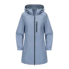 TIOZONEY - Chaqueta impermeable con capucha para mujer-Azul
