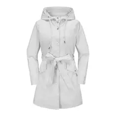 TIOZONEY - Chaqueta impermeable con capucha y cinturón-Gris