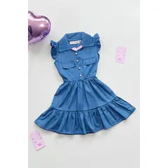 KIDS MASHMELO - VESTIDO CARGO EN CHAMBRAY PARA NIÑA
