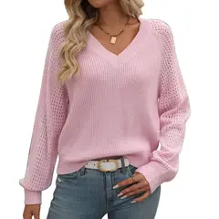 BLWOENS - Polera de manga larga para mujeres - Rosa