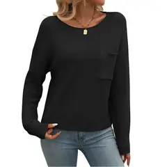 BLWOENS - Polera de manga larga para mujeres - Negro