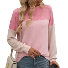 BLWOENS - Polera de manga larga para mujeres - Rosa